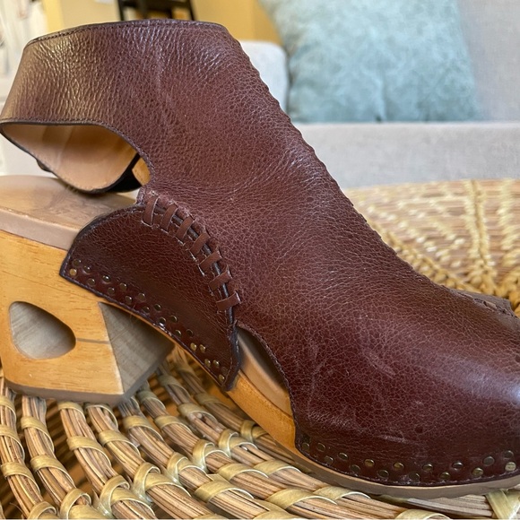 Dansko Brown Leather Wooden Platform Heel Boho Sandals Sz-36/US6 - Picture 13 of 13